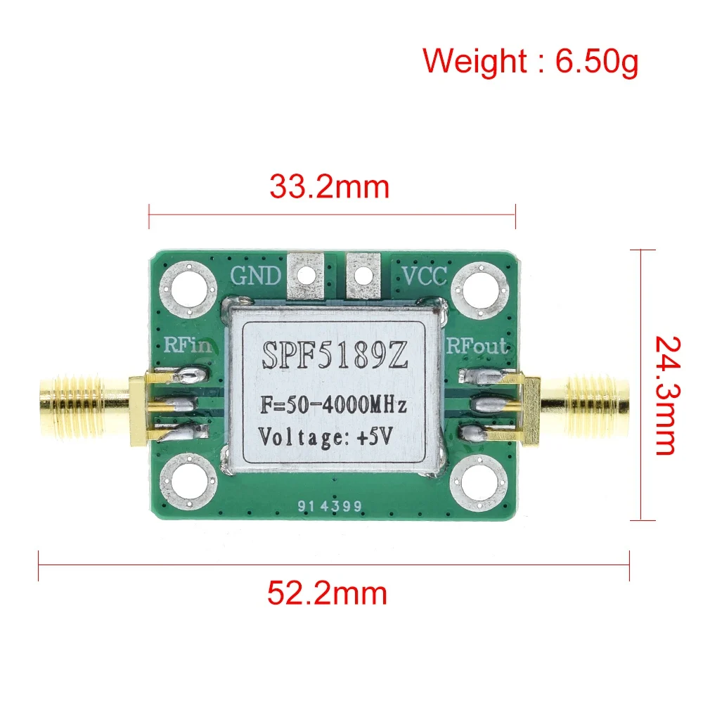 LNA 50-4000 MHz RF SPF5189 NF 0.6dB Low Noise Amplifier Signal Receiver Board Wireless Communication Module With Shield Shell