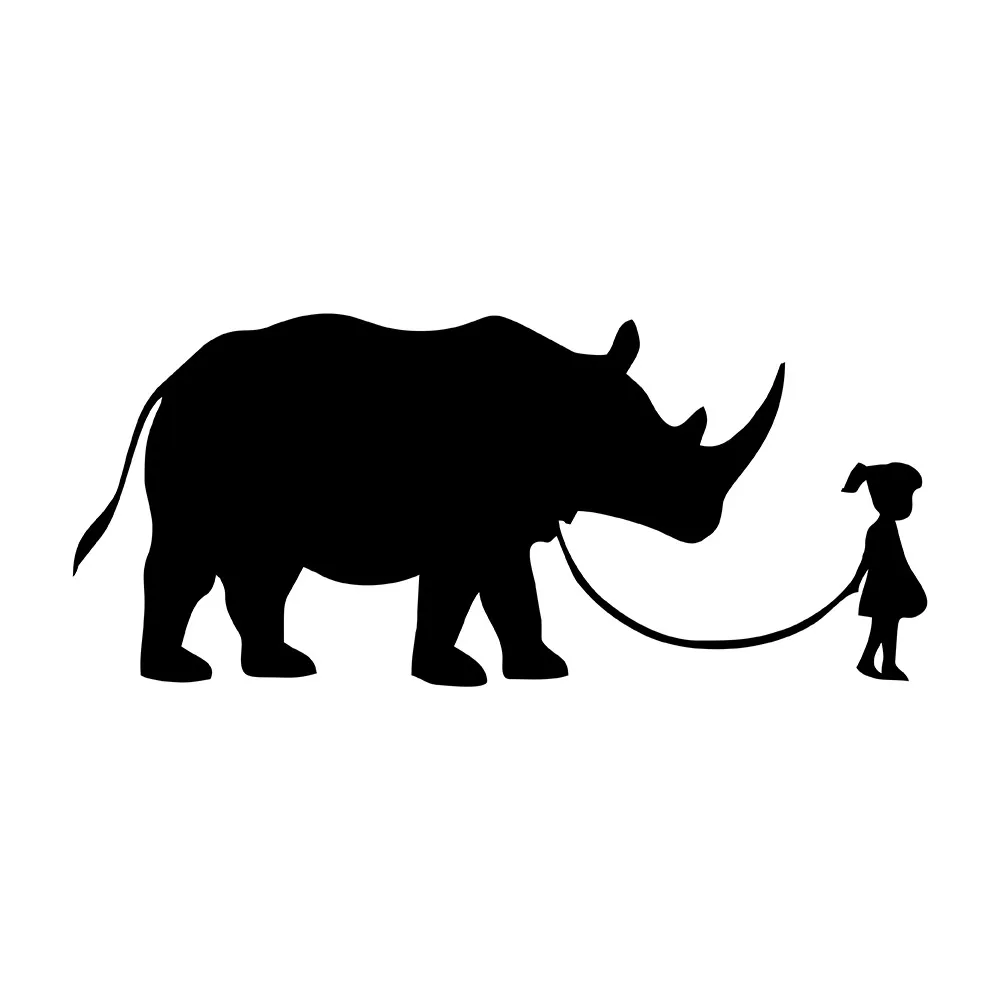 MIGNATIS - Child with Hands in Rhinoceros Mural Art Decal For Car Window Loptop Decoration Vinyl Stickers Waterproof Self Adhesi