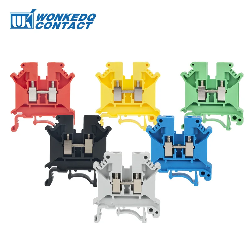 10Pcs UK5N Screw Wire Connector 4mm Cable 4mm² Feed-through Connection 12AWG Plug Electrical Mount DIN Rail Terminal Block UK 5N