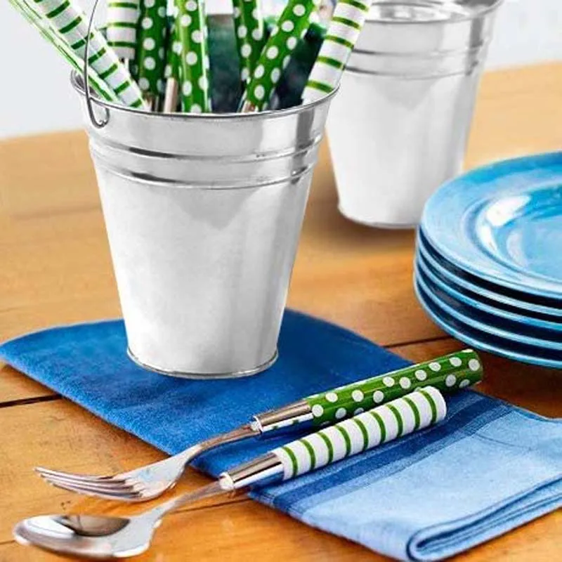 

5/8/10 12.8*11.5CM Large Galvanized Metal Buckets with Handle Unique Goody Baskets, Great for Party Favors, Party Accessories