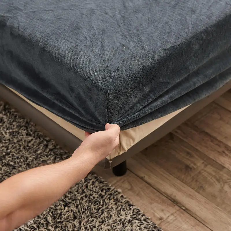 Winter Plush Elastic Fitted Sheet Double Bed Sheet Soft Warm Velvet Bedspread Mattress Cover Bed Linen Protector 90 150 160x200