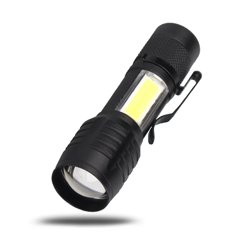 Mini COB Strong Light Flashlight USB Rechargeable Led Mini Pen Holder Emergency Lamp Multi-function Zoom Long-Range Lighting