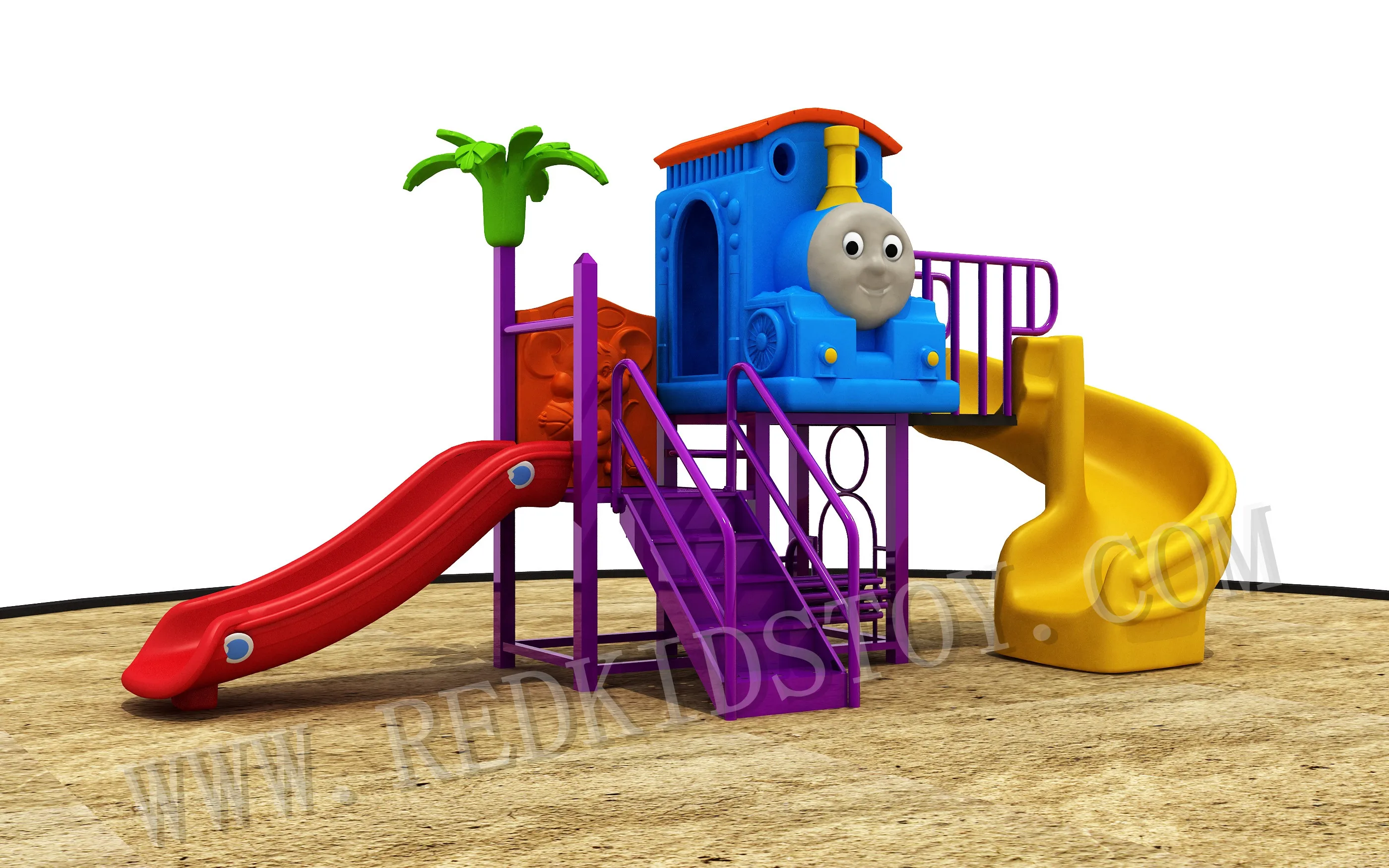 50mm Square Pole Kids Slide Children Playground Equipment With Cute House Roof  HZ-17505