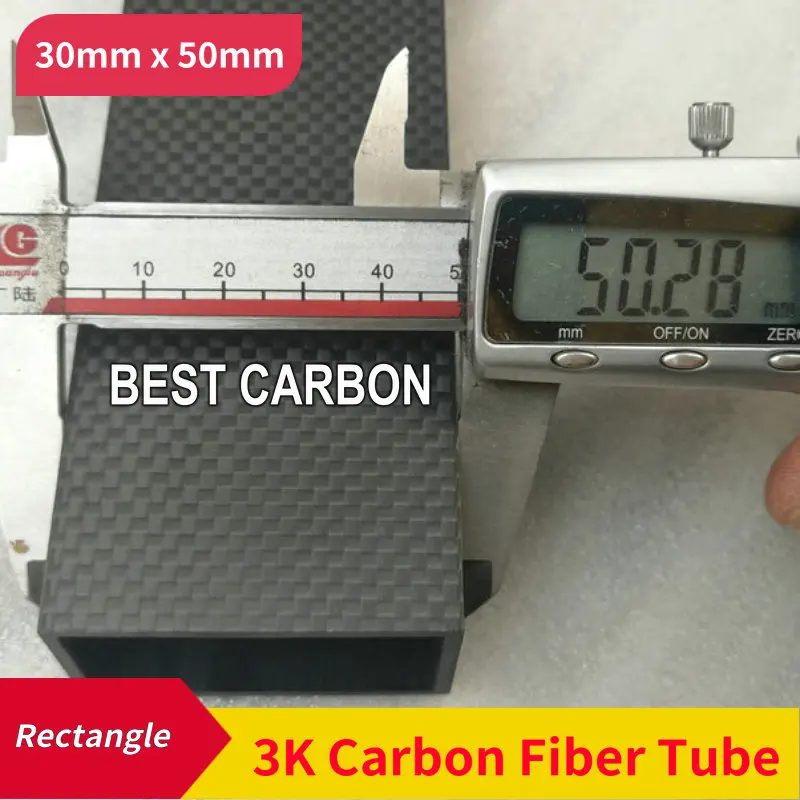 Rectangle shape 30mm x 50mm x 1000mm , thickness 2mm ,High Quality 3K Carbon Fiber Fabric Wound/winded Tube