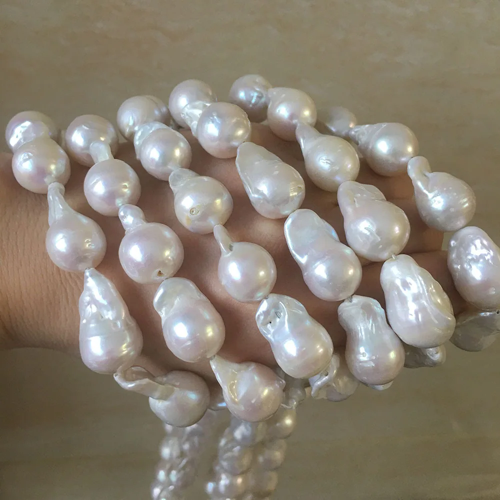 16 inch,width 13-18 mm baroque pearl beads in strand,100% Nature freshwater loose pearl with big  baroque shape, AA have flaw .