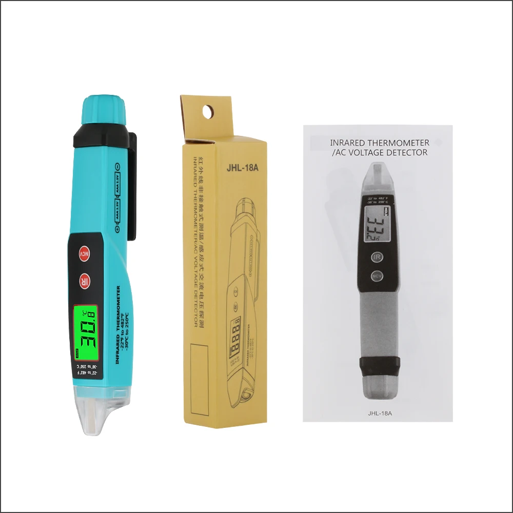 RZ Digital Non-Contact  Thermometer AC Voltage Detector Infrared Thermometer Voltage Pen Type Handheld Induction Voltage Tester