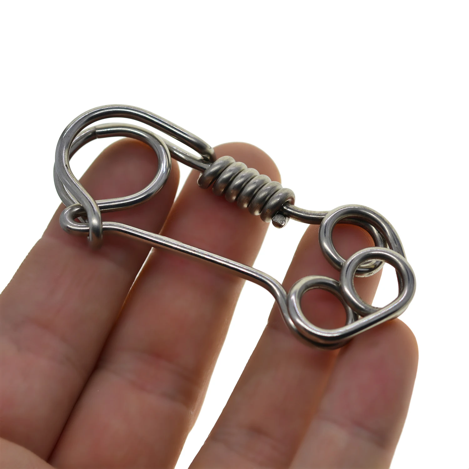 handmade Unique creative Fine biker 304 stainless steel wire wrapped snap clip hook Carabiner Key ring Keychain clasp EDC FOB - view 6