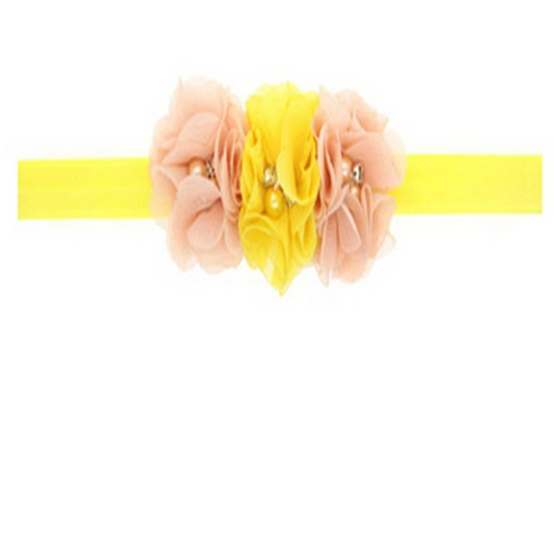 baby headband flower headwear Pearl Diamond Chiffon Flowers accessory baby headbands elastic hair band girls hair accessories