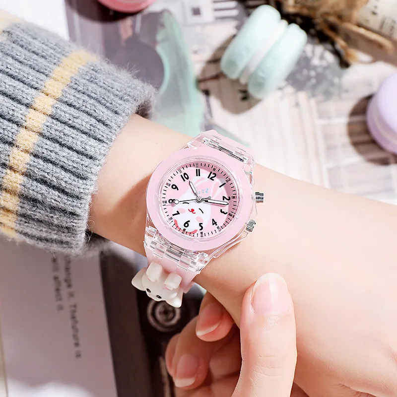 Baby Kids Watches Soft Silicone Cartoon Watch for Girls Boys Rabbit Flash Light Children Wrist Watch Clock reloj infantil