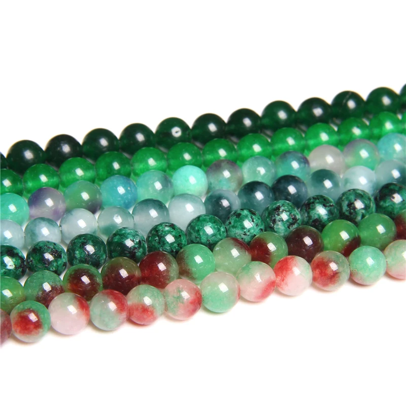 4-12 mm Natural A green blue jades beads smooth round spacer loose beads natural Chalcedony stone bead for jewelry making diy