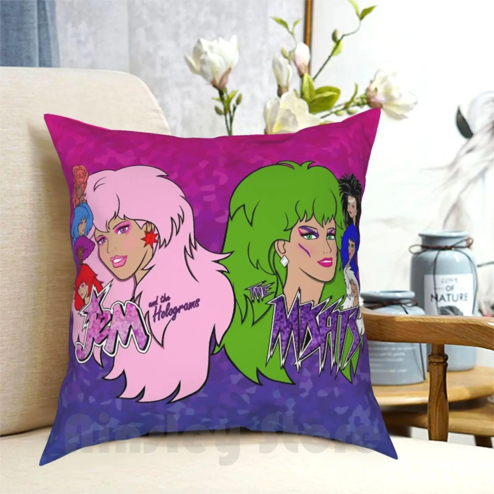 Jem And The Holograms Vs The Pillow Case Printed Home Soft DIY Pillow cover Jem Jem And The Holograms Aja Shana Kimber Raya