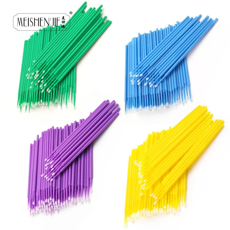 MEISHENJIE 100 Pcs Micro Brushes Cotton Swab Eyelashes Extension Tool Disposable Cleaning Brushes Applicator Sticks Makeup Tools