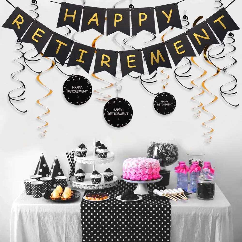 Happy Retirement Banner Black The Legend Has Retired Flag Garland 60th Birthday Party Decorations Adult 60 For Elderly Gifts