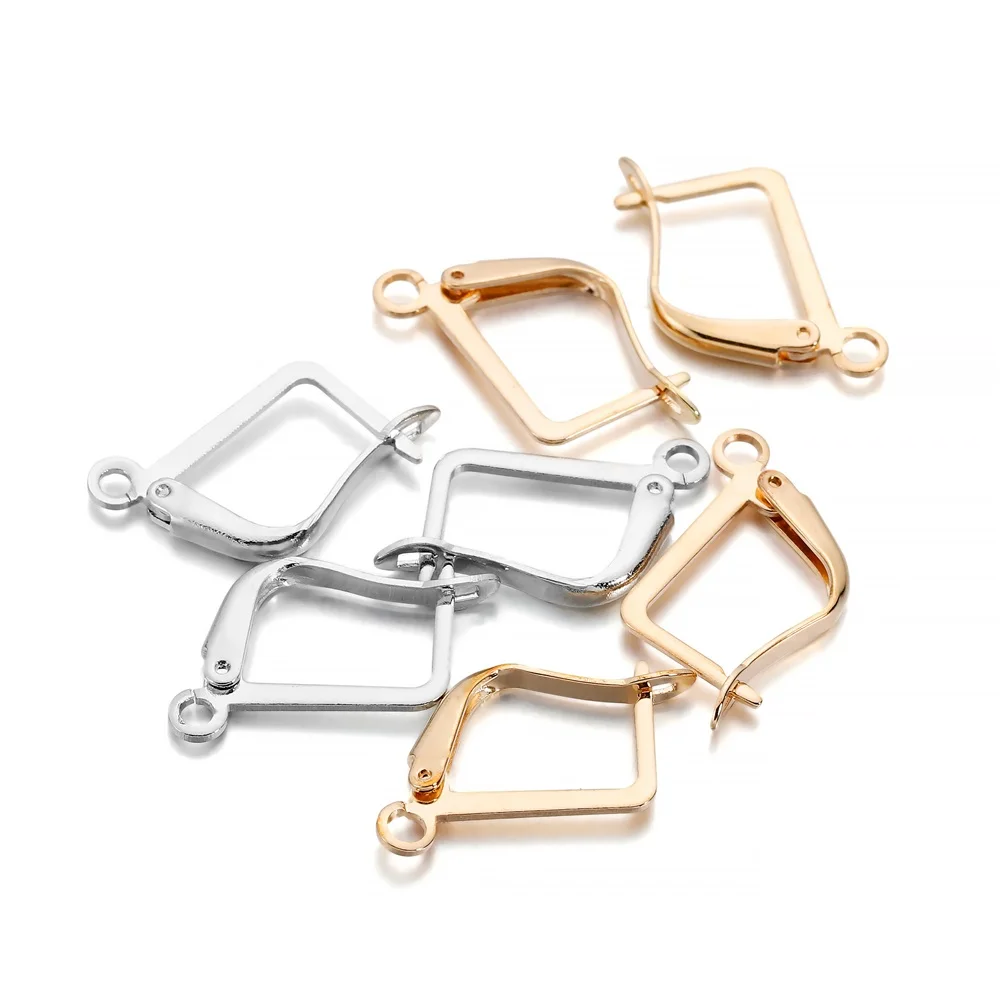 

50pcs/lot Lever Back French Earring Hooks Open Loop Setting For DIY Earring Clips Clasp Jewelry Making Supplies Accessories