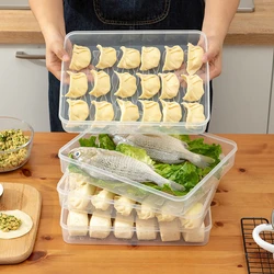 Freezer Food Container Bins with Lid Stackable Rectangular Non-Stick Dumplings Kitchen Pantry Storage Box Microwave Safe Bottles