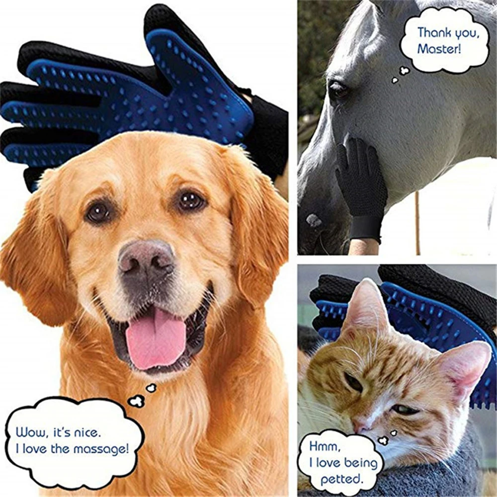 Dog Pet Grooming Glove Silicone Cats Brush Deshedding Hair Gloves Dogs Bath Cleaning Supplies Animal Combs by