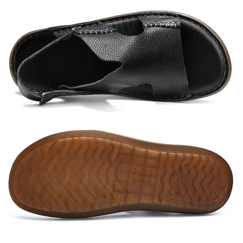 Large Size 46 Men Sandals Comfort Genuine Leather Sandals Summer Quality Beach Slippers Casual Footwear Outdoor Beach Shoes