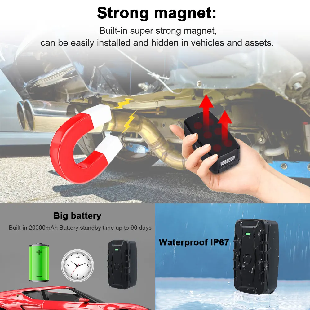 Car GPS Tracker LK209C 20000mAh 240 Days Standby Asset GPS Tracker Waterproof Magnet Locator Drop Shock Alarm Lifetime Free APP