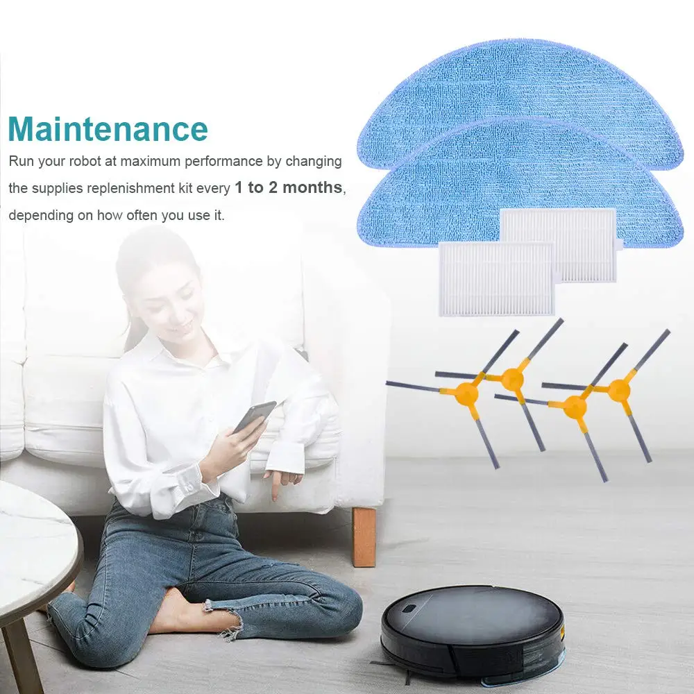 Thay Thế Cho Proscenic 800T 820T Lọc Bàn Chải Bên Hông Robot Hút Bụi Phần Cây Lau Nhà