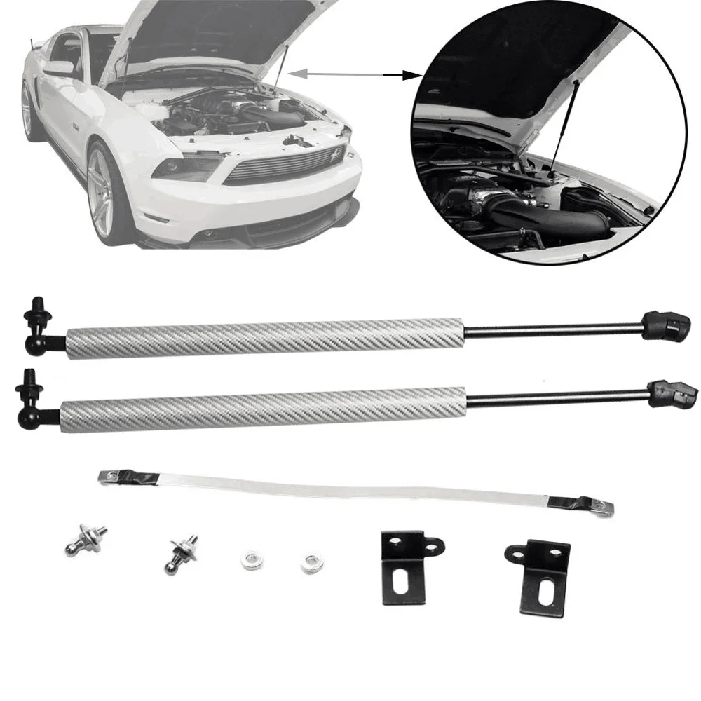 Damper for Ford Mustang 2010-2014 Front Bonnet Hood Modify Gas Struts Carbon Fiber Lift support Gas shock Spring