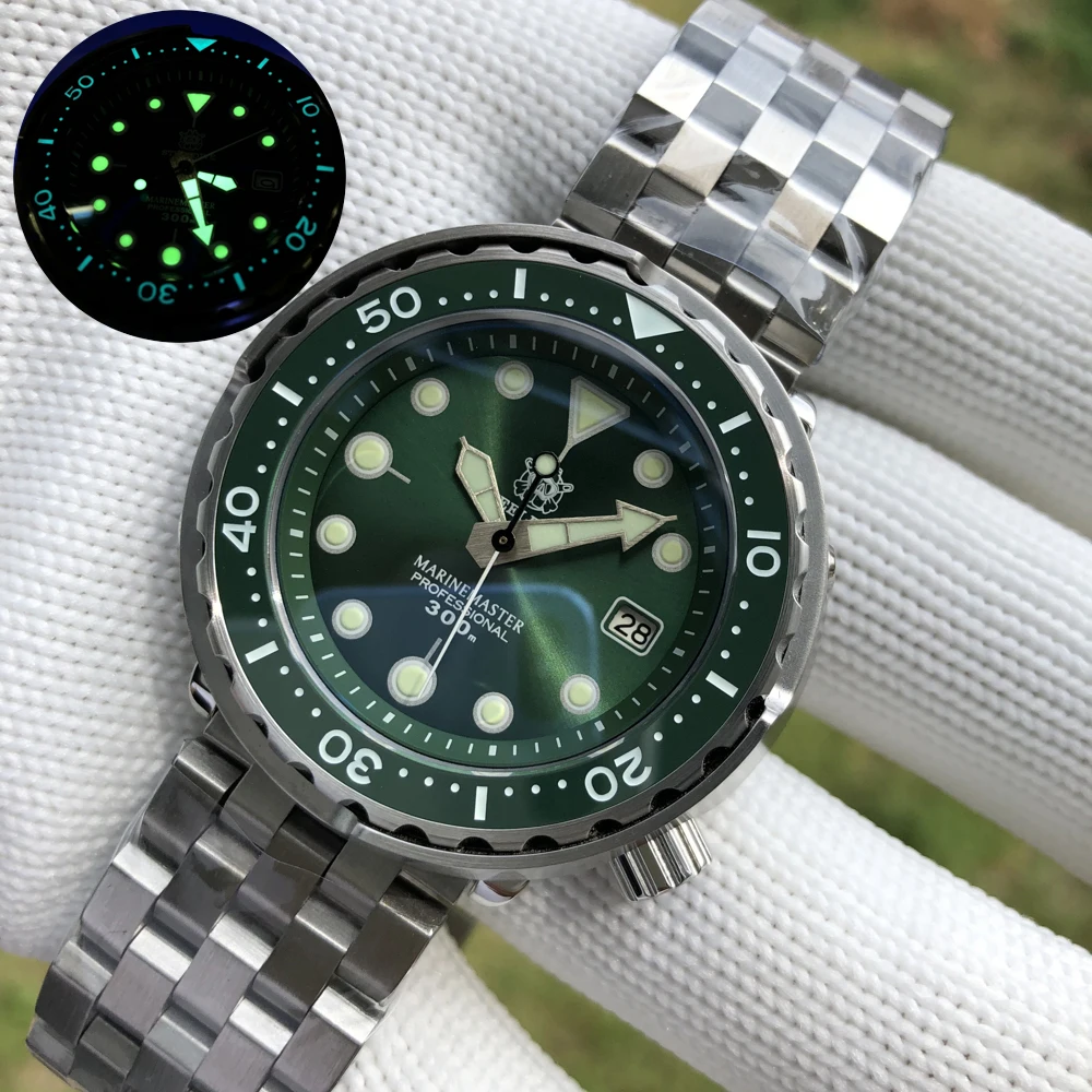 STEELDIVE Men Automatic Watch Tuna 47.5mm Mechanical Wristwatch Diver 300m Waterproof C3 Luminous Sapphire Mirror NH35