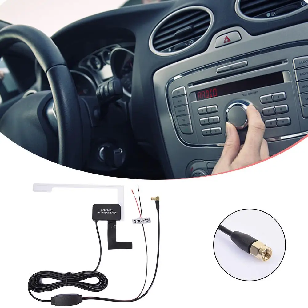 New 12V Glass Mount Car DAB Digital Radio Patch Aerial Antenna Adhesive Transparent Built-in Antenna European Car Accessories