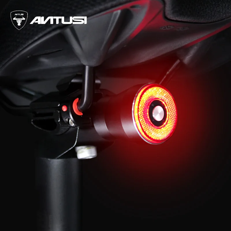 Antusi Q5 Flashlight For Bicycle Rear Light Auto Start/Stop Brake Sensing Waterproof LED USB Charging Bike Cycling Taillight