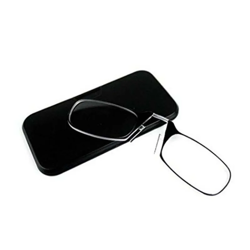 Legless Clamp nose  Presbyopic Glasses For Both Men And Women Portable Sticky Mobile Phone To Send Ultra-Thin Glasses Case