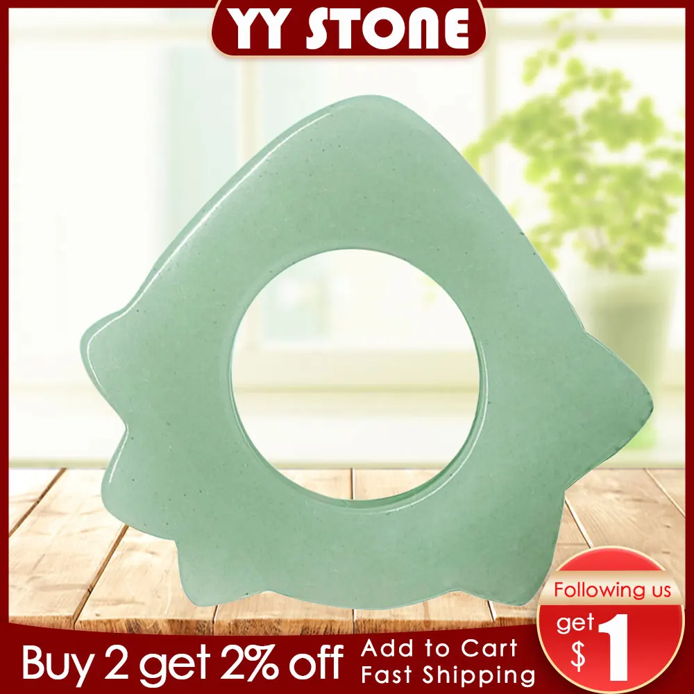 

Tontin Natural Aventurine Aventur Jade Guasha Board Gree Stone Scraping Tools V line Face Beauty Kit Healthcare