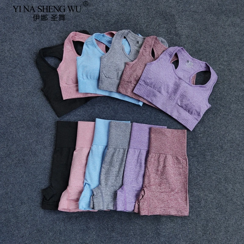 

Women Seamless 2PCS Yoga Set Sports Bra High Waist Fitness Gym Shorts Set Running Sexy Sportswear Workout Clothes Sports Suits