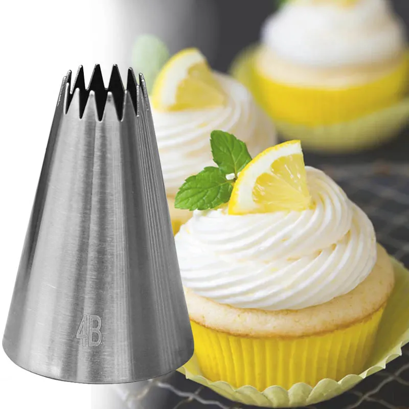 4B Cookies Open Star Piping Nozzles Cupcake Russian Cream Pastry Nozzle For Cakes Decorating Tools Baking Kitchen Accessories