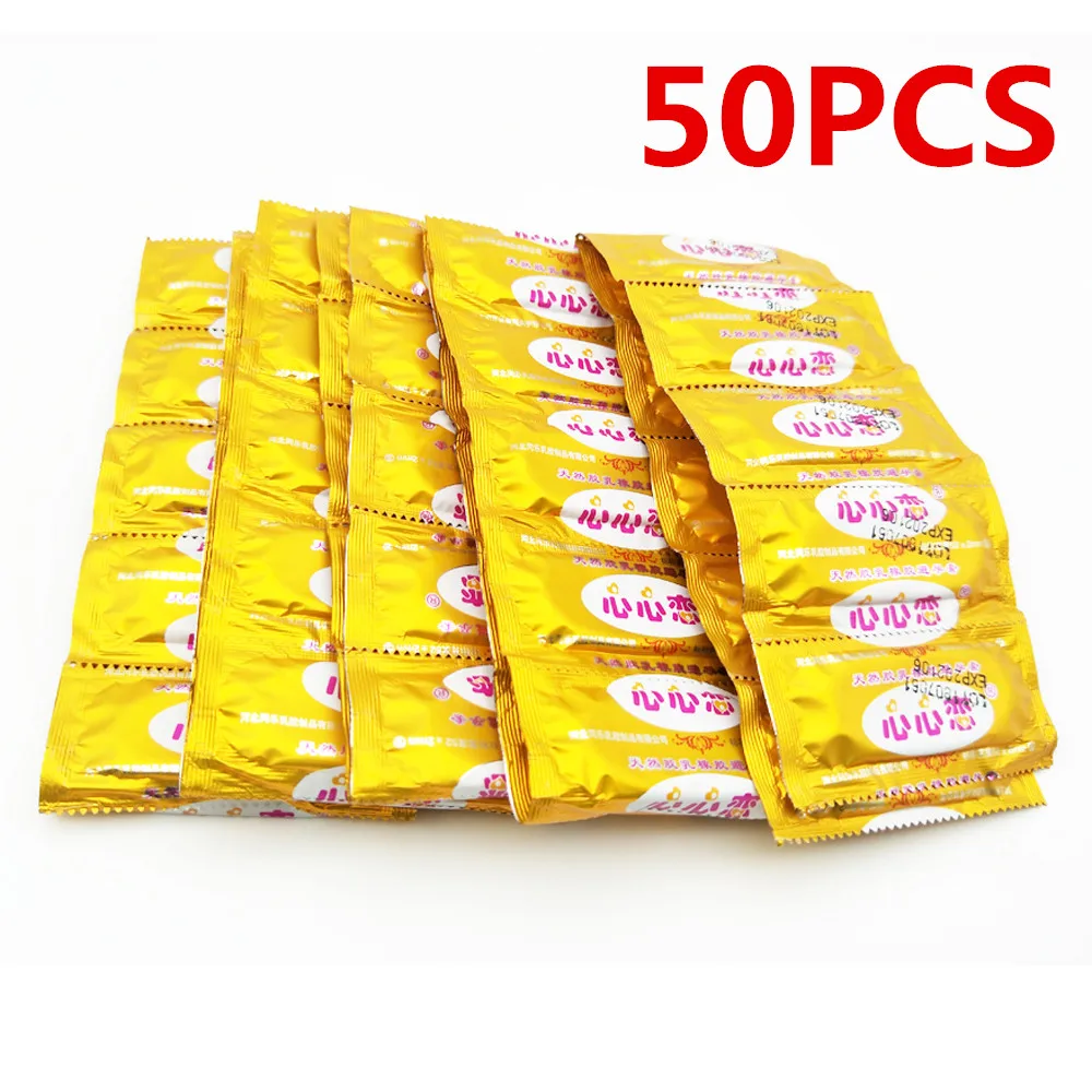 50 Pcs Ultra Thin Condoms Natural Latex Penis Sleeve For Men Safer Contraception Adult Sex Products