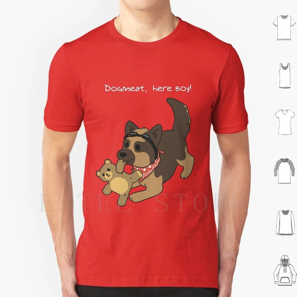 Dogmeat T Shirt Cotton Men DIY Print Teddy Dogmeat German Shepherd Toy Playing Cute Goggles Bandana Paisley Chibi Smol Small