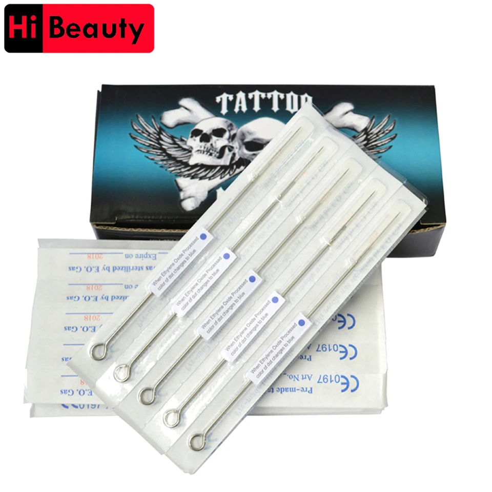 

50PCS/Lot Disposable Sterilized Tattoo Needles Curved Round Liner Tattoo Pen Supply Accessory Tattoo Cartridges Needles RL RS RM