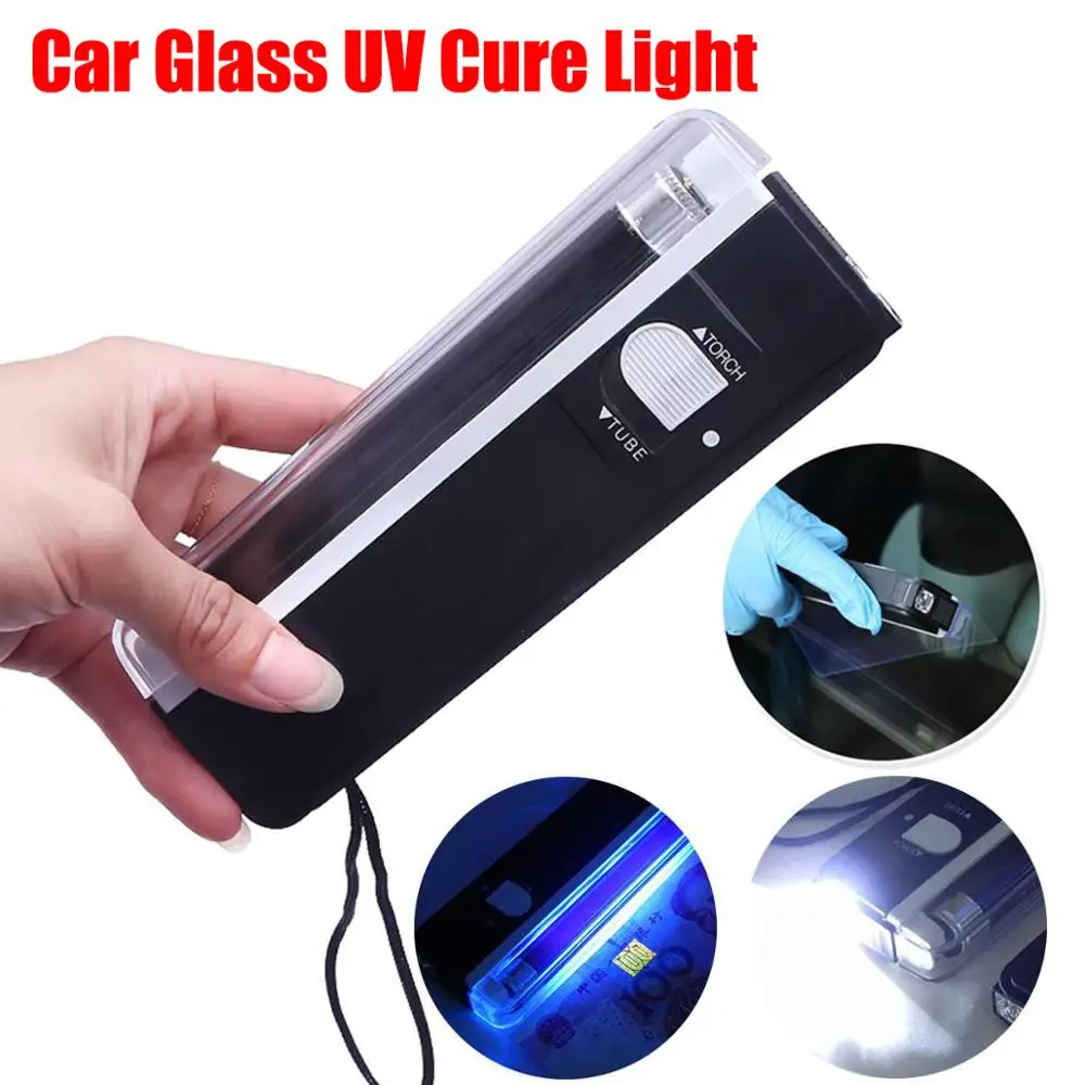 1Pc Car Window Resin Cured UV Lamp Automotive Glass Repair Tools Glass Film Curing Lamp Ultraviolet Counterfeit Detector Lamp