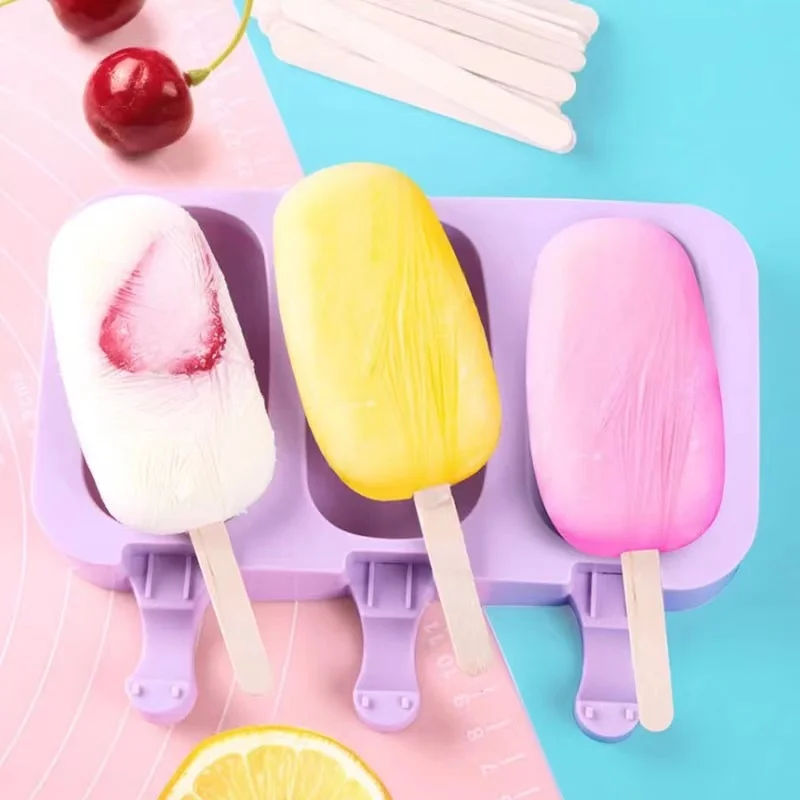 Silicone Ice Cream Mold with Lid Animals Shape Jelly DIY Mold Dessert Ice Cream Mold with Reusable Popsicle Stick  Maker Mould