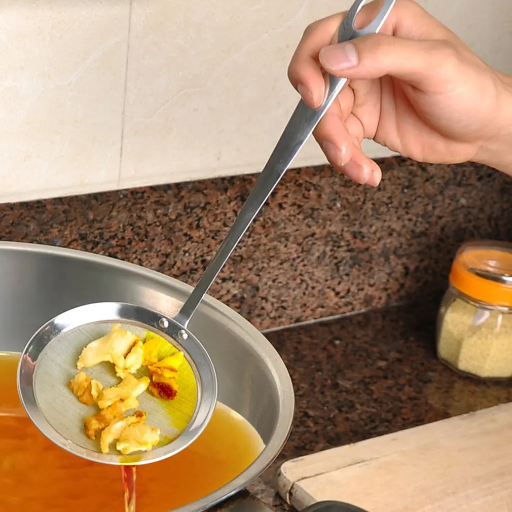Colador de malla de acero inoxidable multifuncional para cocina, cuchara coladora para sopa, Espumador, accesorios de cocina