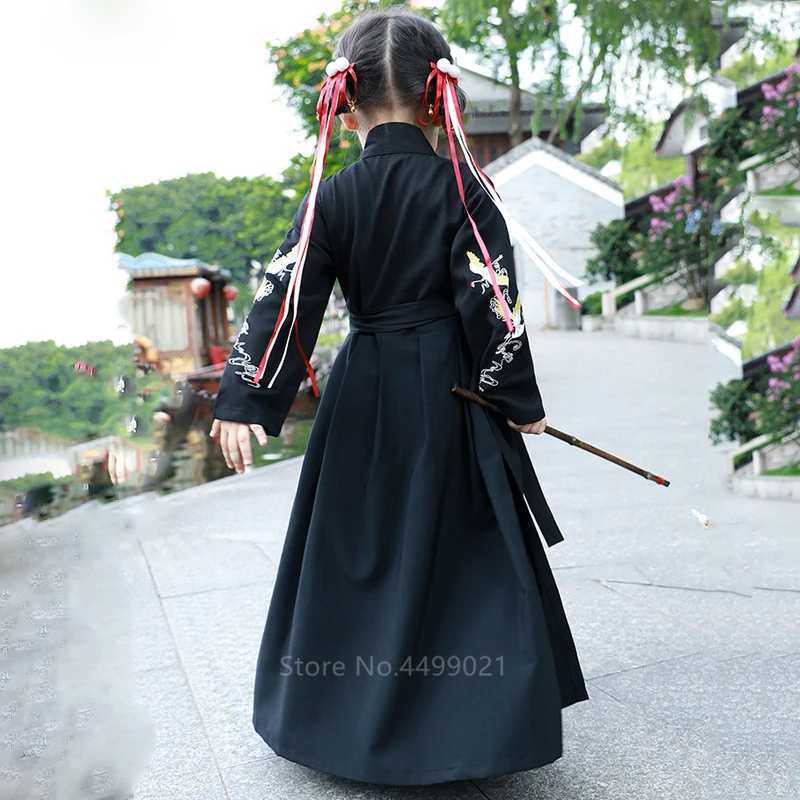 Traditional Cosutume Kids Japanese Style Kimono Baby Girl Boy Yukata Samurai Costume Embroidery Crane Haori Robe Party Cosplay