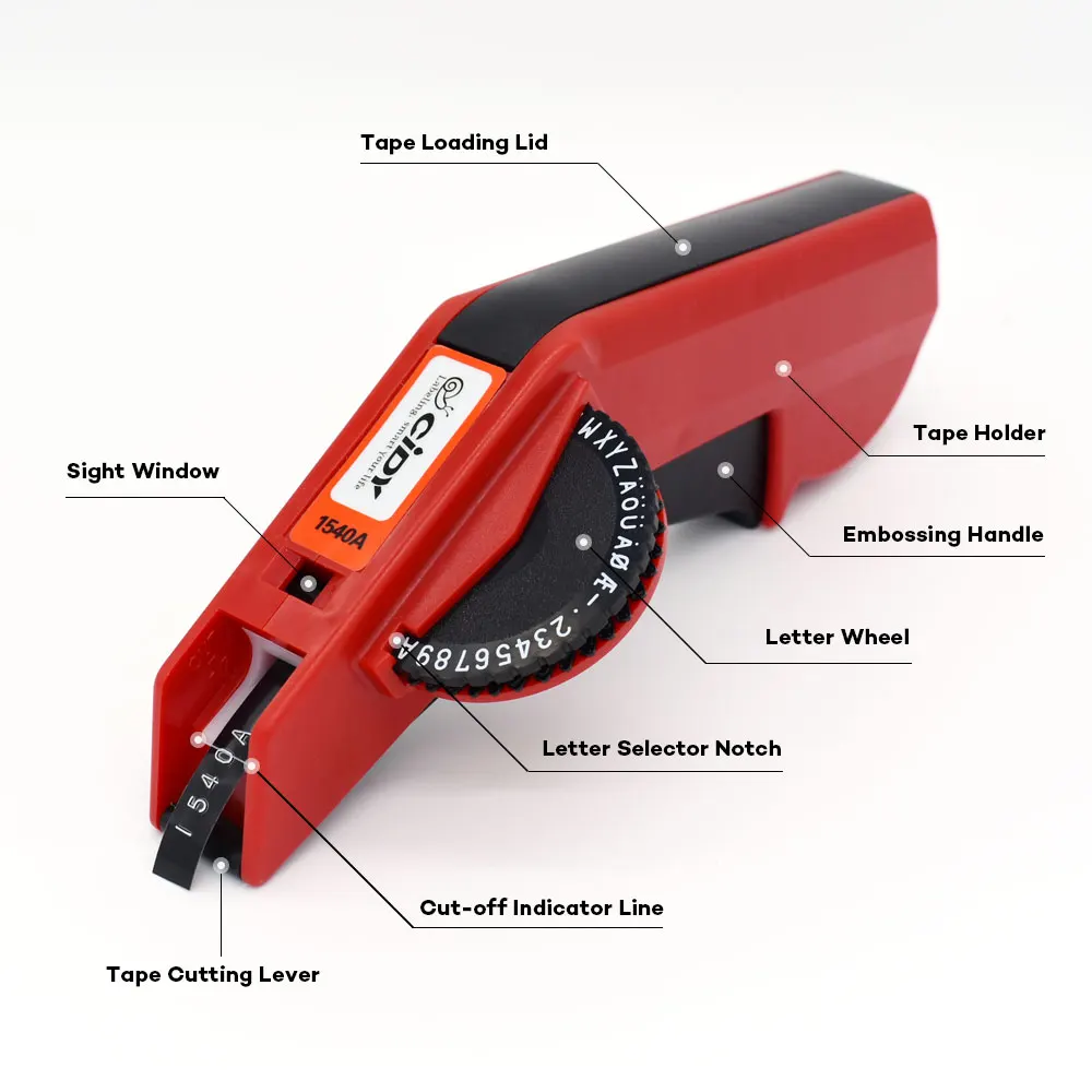 Manual Label Printer Embossing 1540B plastic lettering machine for 3D embossing 9/12mm label tape BLACK