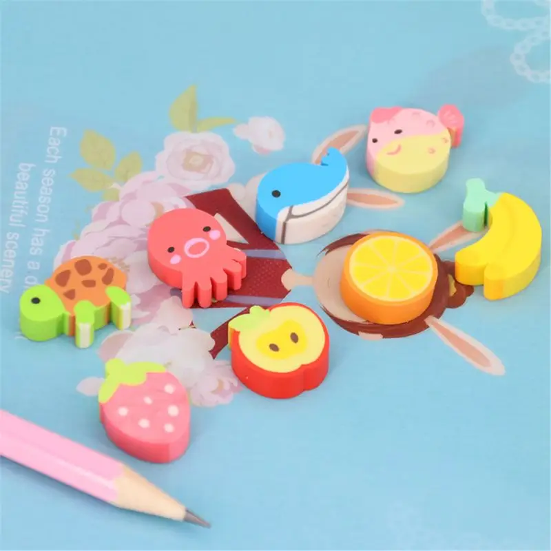 20 pcs/lot Mini Cartoon Animal Eraser Creative Fruit Rubber Eraser