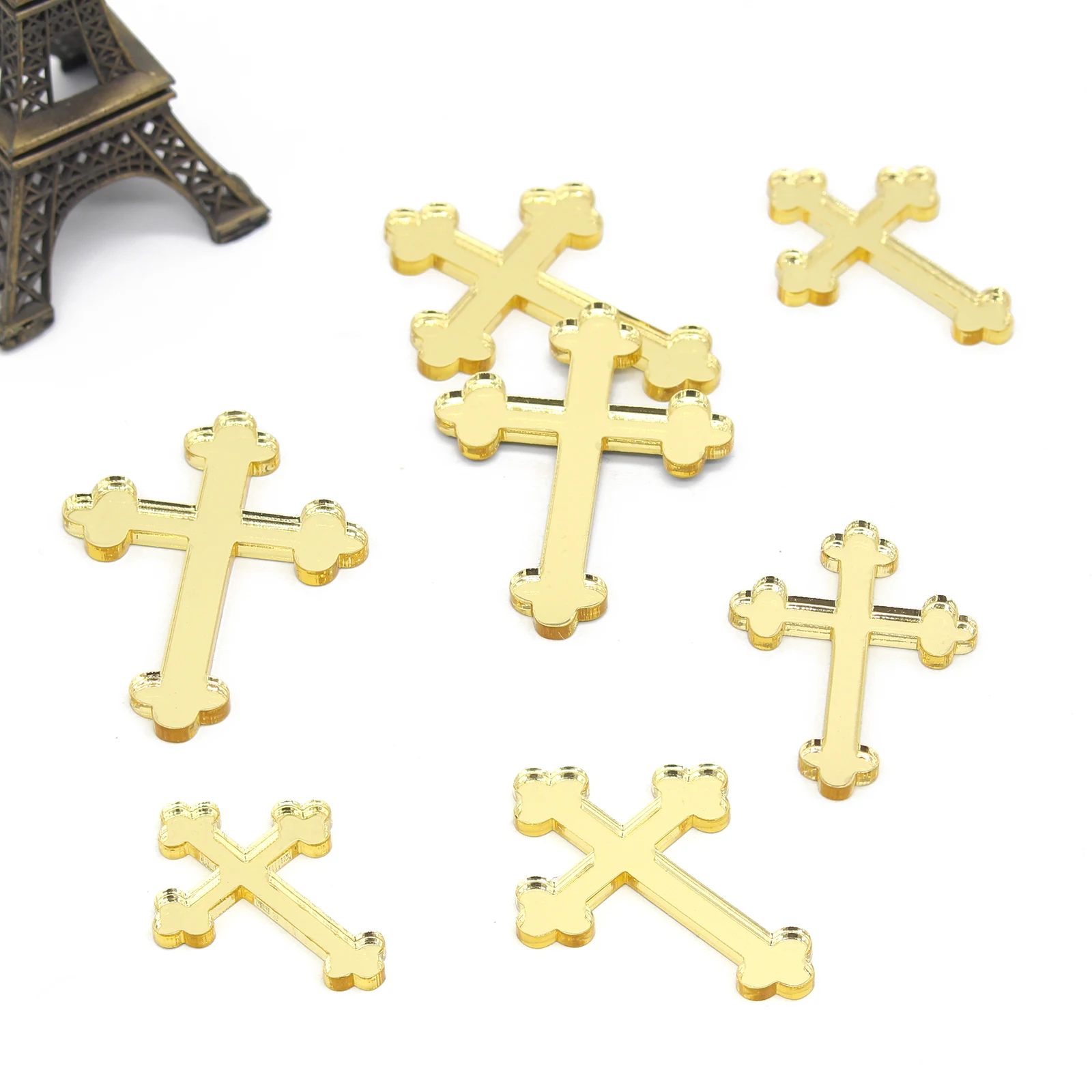 48 Pcs Laser Cut Golden Mirror Crosses Customize Many Style Cross Decor Prayer Christening & Baptism Cross Birth Party Supplies