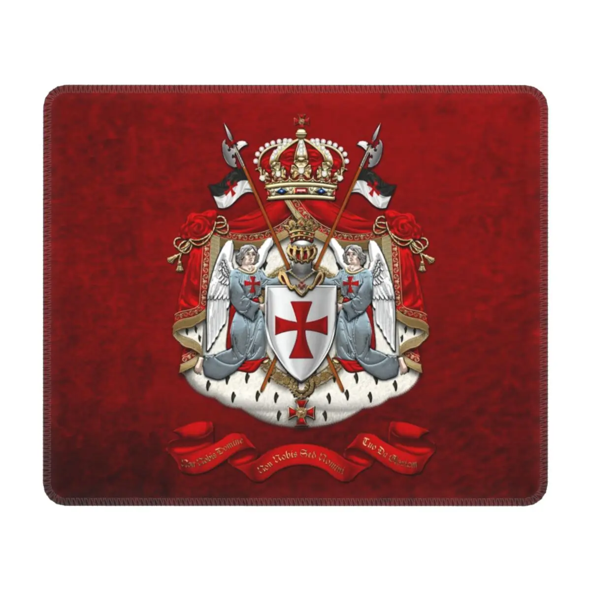 Knights Templar Flag With Coat Of Arms Mouse Pad Gaming Mousepad Non-Slip Rubber Base Medieval Warrior Cross Office Desk Mat