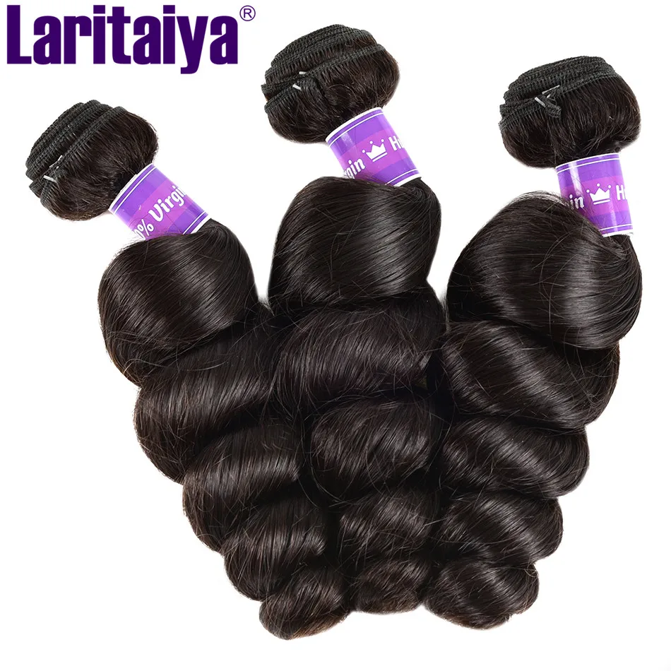 Tissage en lot brésilien Loose Wave avec Closure, 100% cheveux naturels, lots de 2/3, avec Frontal