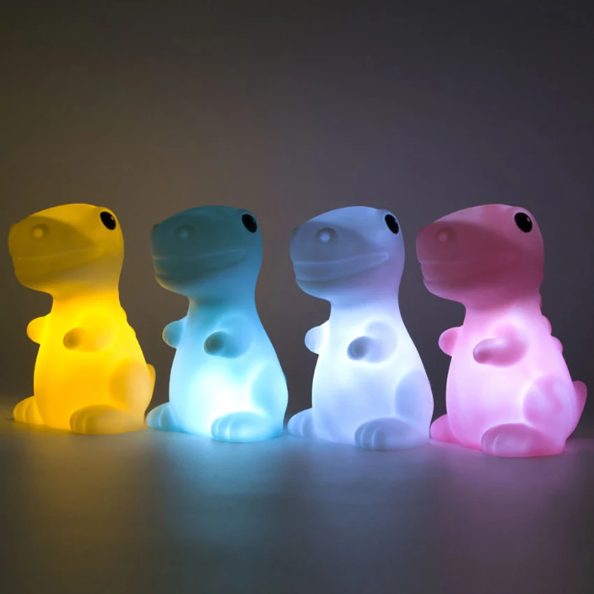 Dinosaur Night Light for Kids, LED Nursery Lamp Cute Baby Night Light Dinosaur Gifts for Boys Girls, Yellow, White, Blue, Pink