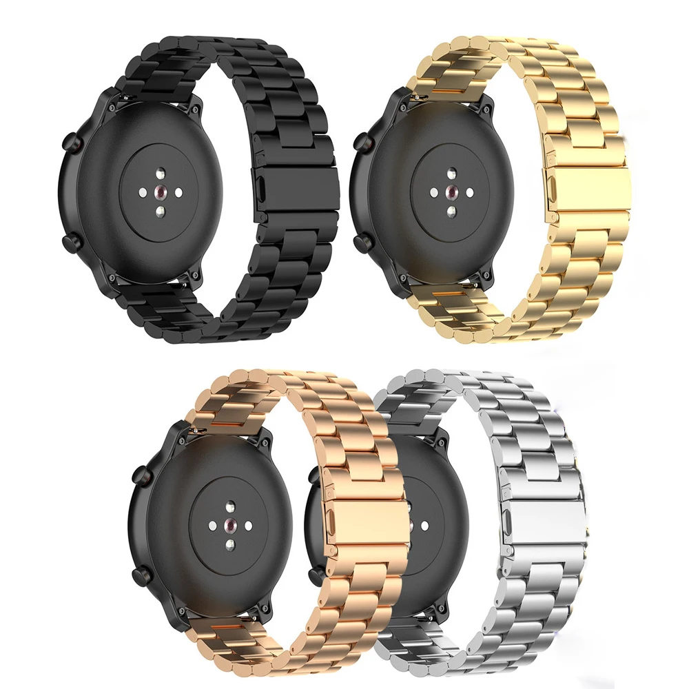 

Металлический ремешок из нержавеющей стали с 3 бусинами для Xiaomi Huami Amazfit GTR 42 мм 47 мм, ремешок для смарт-часов, сменный ремешок для часов