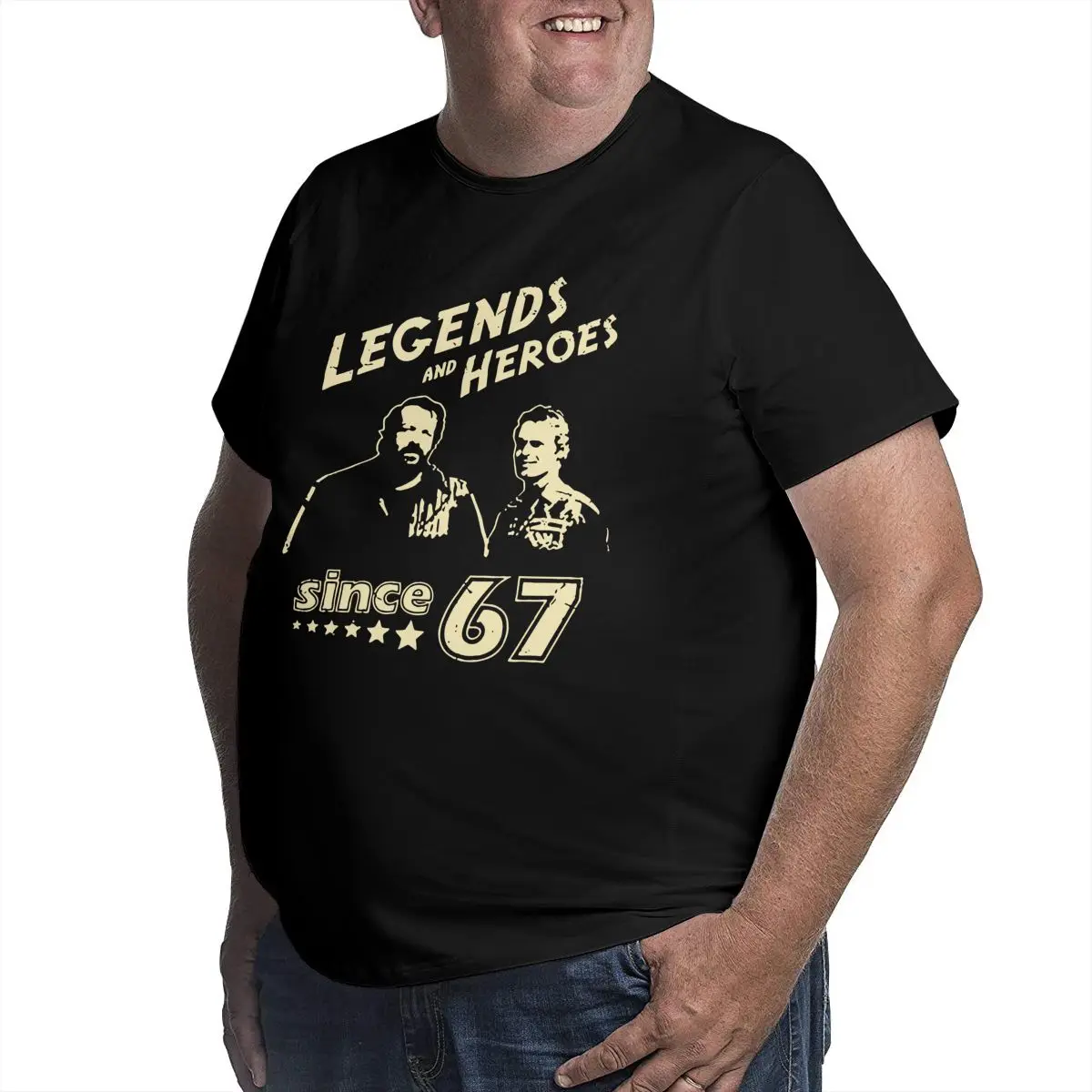 Men T-Shirt Bud Spencer Legends And Hero Since 67 Big Tall Tees Terence Hill T Shirt Crew Neck Clothing Big Size 4XL 5XL 6XL