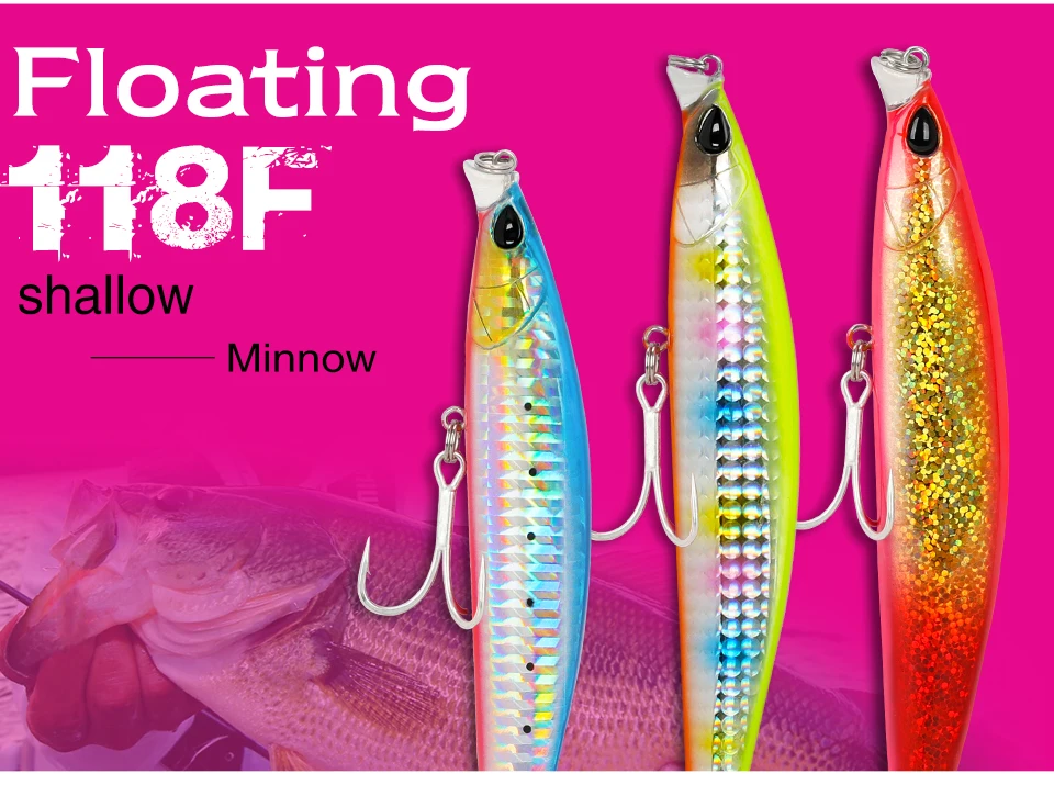 TSURINOYA Meeresfischköder 118F Shallow Range Floating Minnow 118 mm 19 g DW95 Long Casting Magnet Gravity System Harter Köder – Detail 5