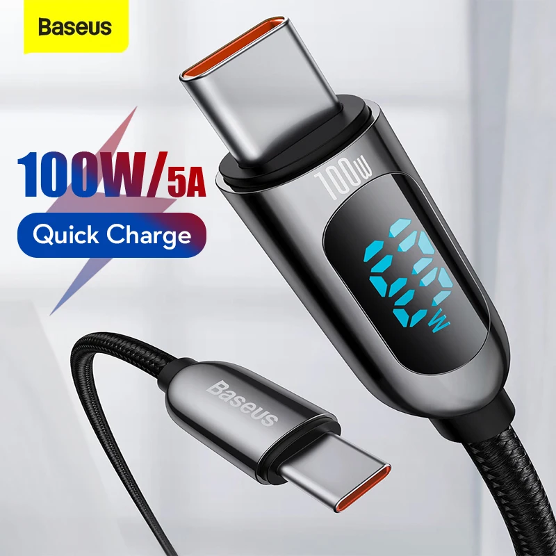 Baseus 100W USB C to USB C Type C Fast Charging Cable For Macbook Pro PD QC Quick Charge For Samsung For Xiaomi Huawei mate 40