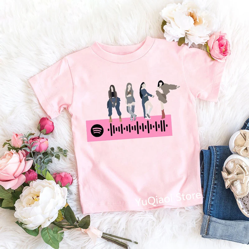 Kpop Style Streetwear How You Like That Girl T-Shirt Kids Teen Student Tops Graphic T Shirts Children's Clothing 2 To 13 Years