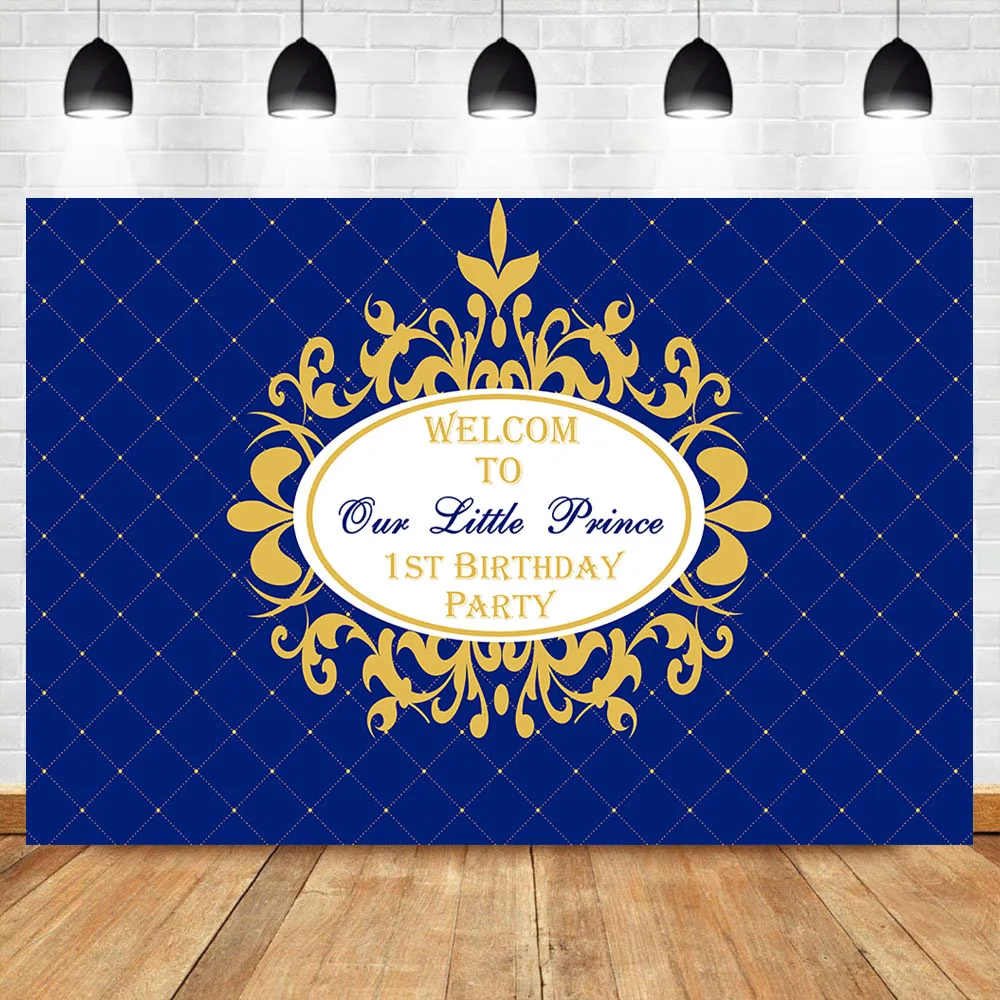 Mocsicka 1st Birthday Party Backdrops Little Prince Photo Shoot Backgrounds Royal Blue Photography Backdrop